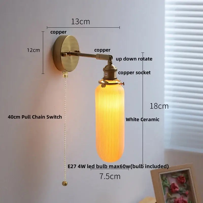 DecorBites™ Ceramic Canopy LED Wall Sconce Modern Bedroom Light Fixture