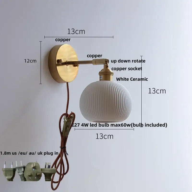 DecorBites™ Ceramic Canopy LED Wall Sconce Modern Bedroom Light Fixture