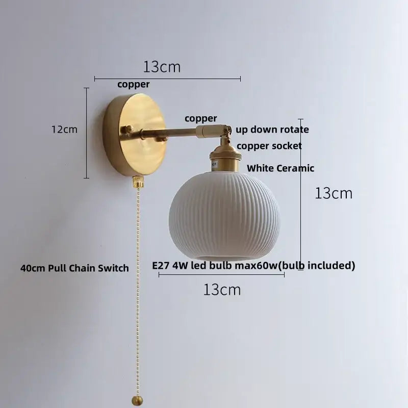 DecorBites™ Ceramic Canopy LED Wall Sconce Modern Bedroom Light Fixture