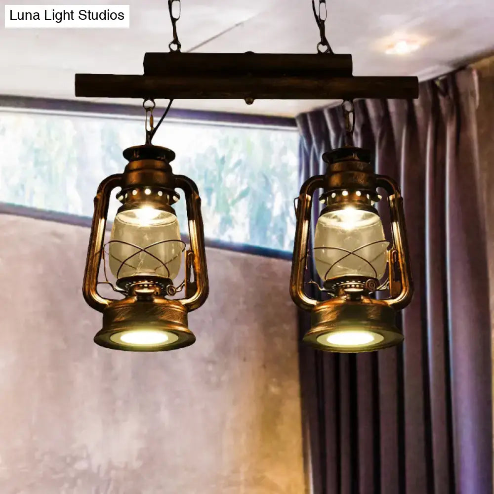 DecorBites™ Copper Lantern Island Light with Clear Glass - 2-Bulb Kitchen Hanging Fixture