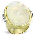 VL108 - IP Gold(Ion Plating) Stainless Steel Ring with Synthetic Synthetic Stone in Clear