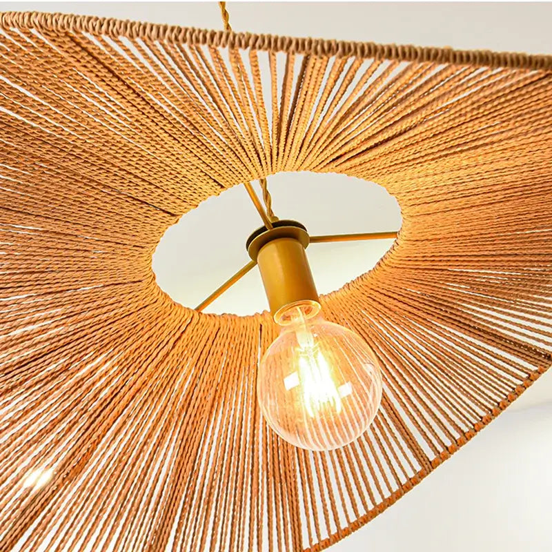 Wabi sabi golden fan bamboo pendant lights for dining room