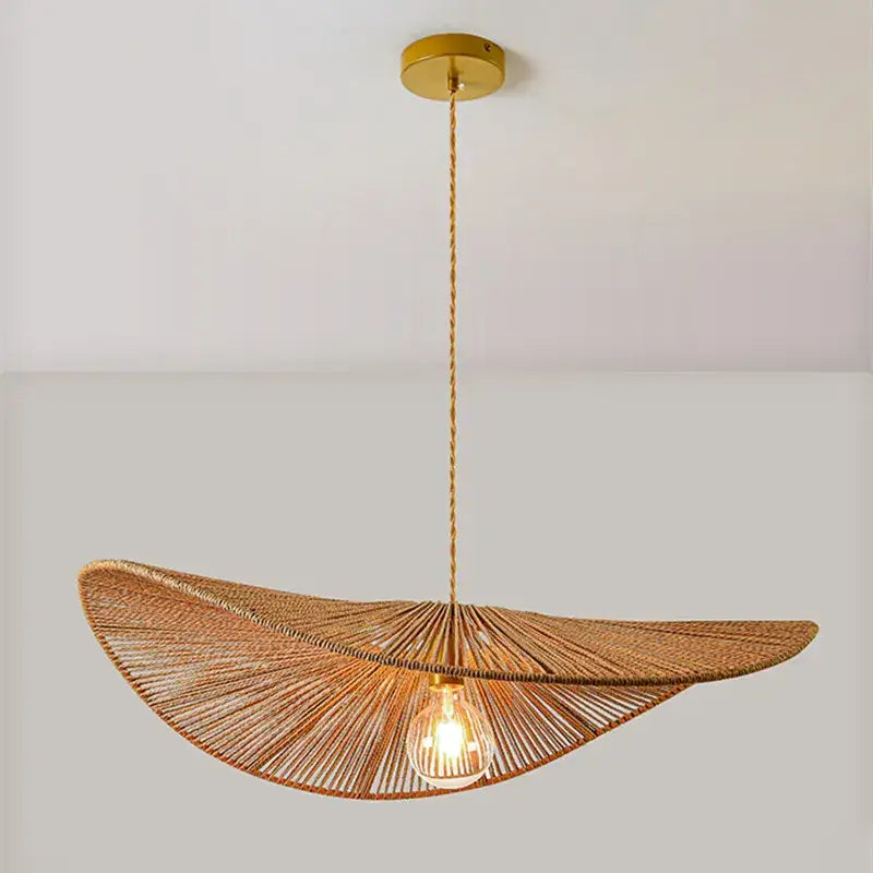 Wabi sabi golden fan bamboo pendant lights for dining room