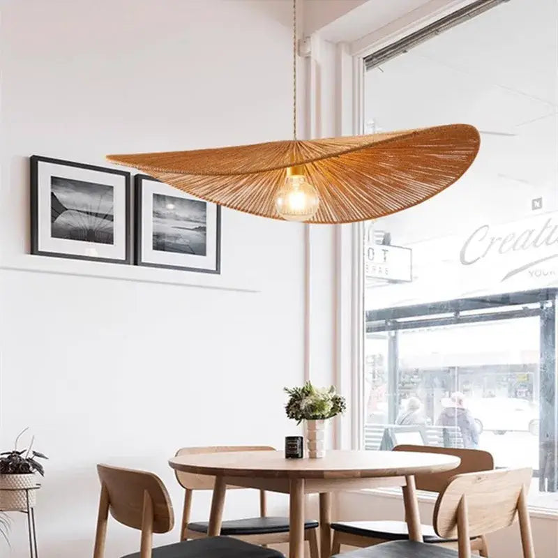 Wabi sabi golden fan bamboo pendant lights for dining room