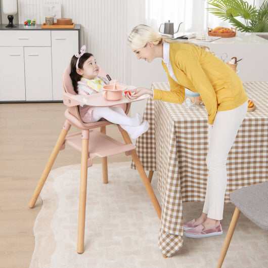 Costway 6-in-1 Baby High Chair with Removable Dishwasher and Safe Tray-Pink