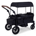 Foldable Wagon Stroller for 2 Kids Double Seater Toddler Stroller with Removable Canopy-Black