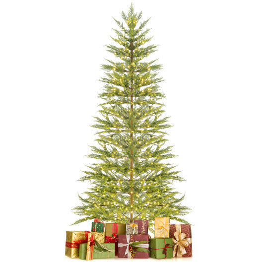 7.5 FT Pre-Lit Cypress Christmas Tree Hinged with 612 PE Branch Tips Timer & 540 Lights