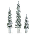 Costway Set of 3 Pre-Lit Snow Flocked Artificial Christmas Trees Decoration 3  4  5 FT