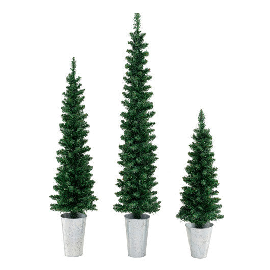 Costway Set of 3 Pre-Lit Artificial Christmas Trees with 423 Branch Tips 3  4  5 FT