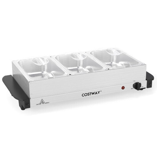 Electric Buffet Server Food Warmer with 3 Removable Trays Adjustable Tempered