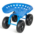 Garden Rolling Workseat with 360 Swivel Seat and Adjustable Height-Blue