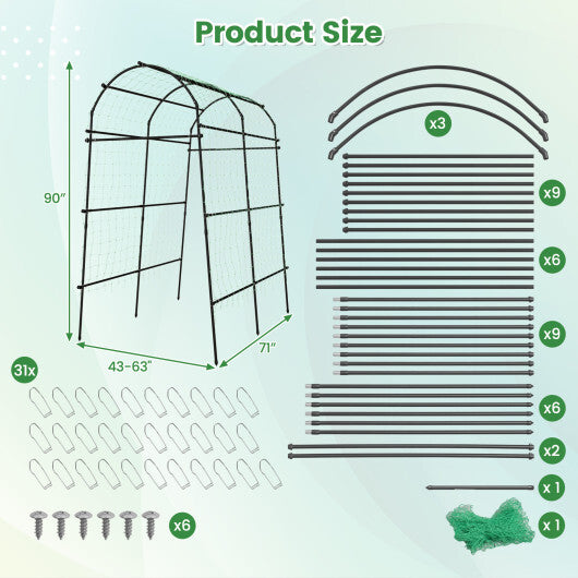 1 PCS 7.5FT Garden Arch Trellis Outdoor Plant Support Archway for Climbing Vine Flower