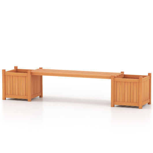 Wood Outdoor Planter Boxes with Detachable Bench 2 Elevated Mini Planters Patio Natural