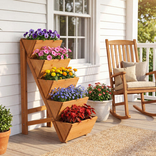 1 PCS 5-tier Vertical Raised Garden Bed with Legs for Growing Vegetables Flowers Herbs Orange