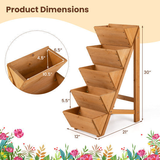 1 PCS 5-tier Vertical Raised Garden Bed with Legs for Growing Vegetables Flowers Herbs Orange