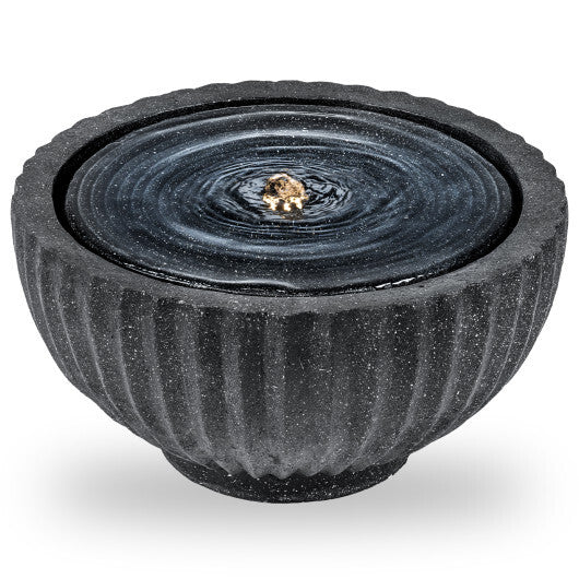 18" Outdoor Round Sphere Water Fountain with LED Lights & Pump for Garden Patio