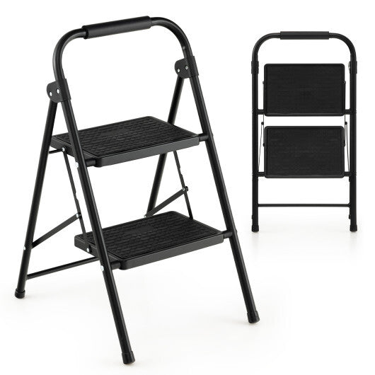 2 Step Ladder Folding Step Stool 330lbs Capacity with Anti-Slip Pedal & Handle