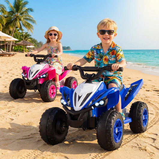 Costway 12V Kids Ride On ATV 4-Wheeler Quad with LED Lights and 7 mph Max Speed-Navy