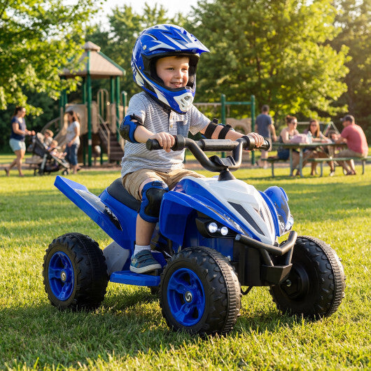 Costway 12V Kids Ride On ATV 4-Wheeler Quad with LED Lights and 7 mph Max Speed-Navy