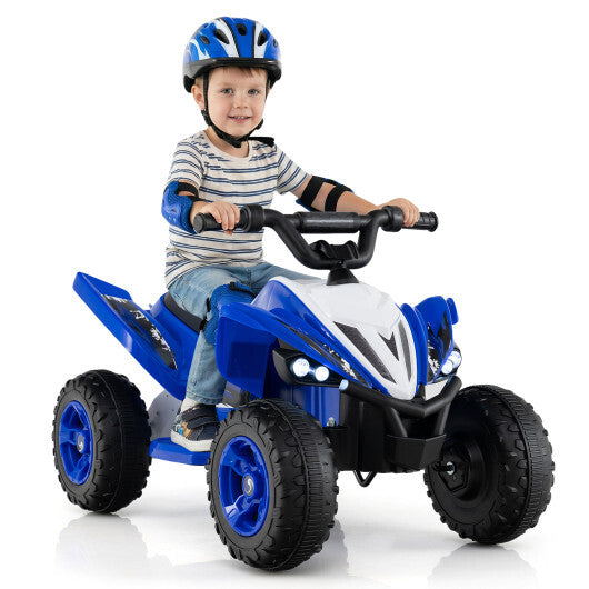 Costway 12V Kids Ride On ATV 4-Wheeler Quad with LED Lights and 7 mph Max Speed-Navy