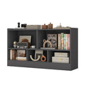 Costway Kids 2-Shelf Bookcase 5-Cube Wood Toy Storage Cabinet Organizer-Gray