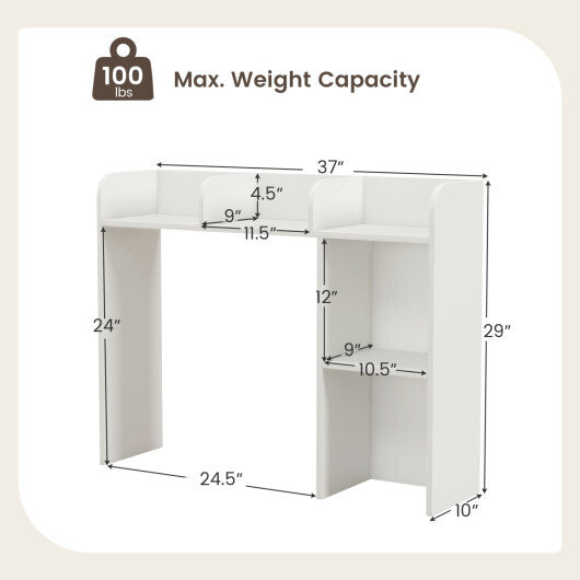 Costway 3-Tier Multipurpose Desk Bookshelf with 4 Shelves-White