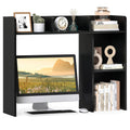 3-Tier Multipurpose Desk Bookshelf with 4 Shelves-Black