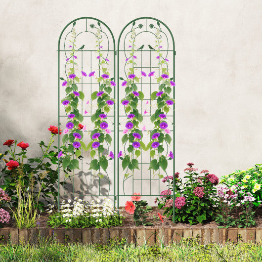 2 Pack Rustproof Metal Garden Trellis 71" x 20" Wire Lattice Panel for Patio Green