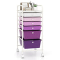 Costway Multifunctional 6 Drawers Rolling Storage Cart Organizer-Purple Gradient