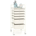 Costway Multifunctional 6 Drawers Rolling Storage Cart Organizer-White