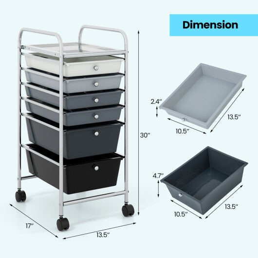 Costway 6 Drawers Rolling Storage Cart Organizer-Mixed Black