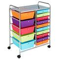 Costway 15-Drawer Utility Rolling Organizer Cart with Multi-Use Storage-Multicolor