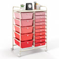 Costway 15-Drawer Utility Rolling Organizer Cart Multi-Use Storage-Gradient Pink