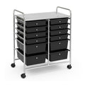 Costway 12 Drawers Rolling Cart Storage Scrapbook Paper Organizer Bins-Black
