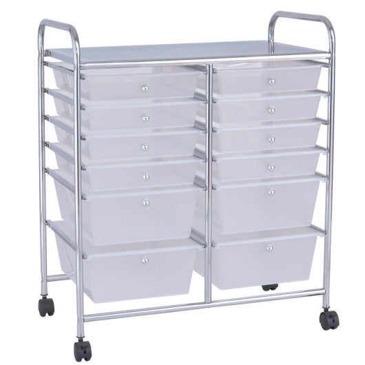 Costway 12 Storage Drawer Organizer Bins Rolling Cart