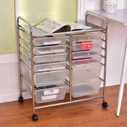 Costway 12 Storage Drawer Organizer Bins Rolling Cart