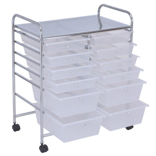 Costway 12 Storage Drawer Organizer Bins Rolling Cart