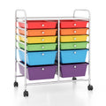 Costway 12 Drawers Rolling Cart Storage Scrapbook Paper Organizer Bins-Multicolor