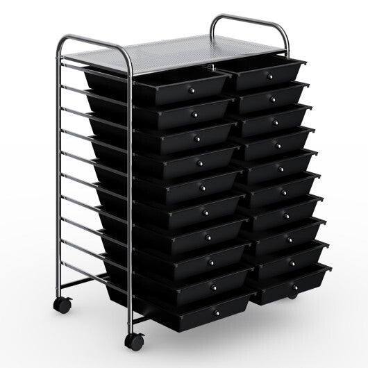 Costway 20 Drawers Storage Rolling Cart Studio Organizer-Black