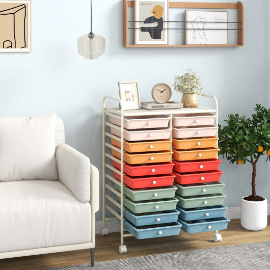 Costway 20 Drawers Rolling Storage Cart Studio Organizer-Deep Multicolor
