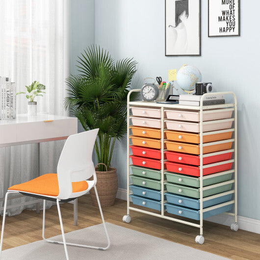 Costway 20 Drawers Rolling Storage Cart Studio Organizer-Deep Multicolor