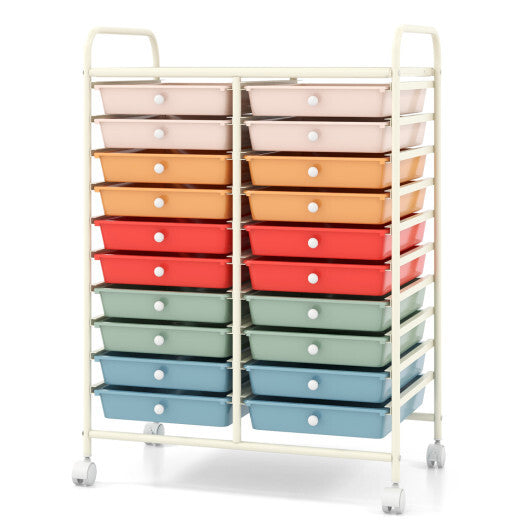 Costway 20 Drawers Rolling Storage Cart Studio Organizer-Deep Multicolor