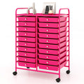 Costway 20 Removable Drawers Rolling Storage Cart Studio Organizer-Pink
