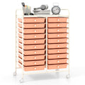 Costway 20 Drawers Rolling Storage Cart Studio Organizer-Peach
