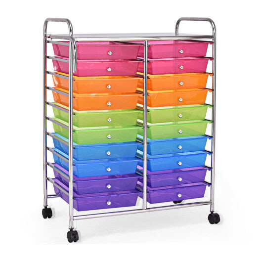 Costway 20 Drawers Storage Rolling Cart Studio Organizer-Multicolor