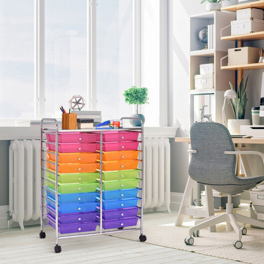 Costway 20 Drawers Storage Rolling Cart Studio Organizer-Multicolor