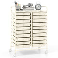 Costway 20 Drawers Rolling Storage Cart Studio Organizer-Beige