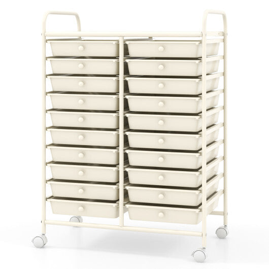Costway 20 Drawers Rolling Storage Cart Studio Organizer-Beige