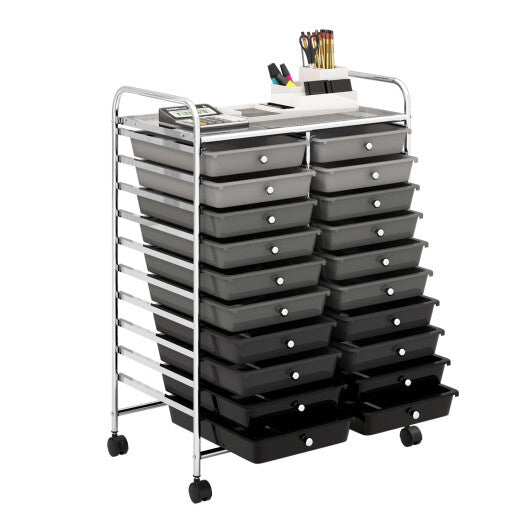 Costway 20 Drawers Rolling Storage Cart Studio Organizer-Black & Gray