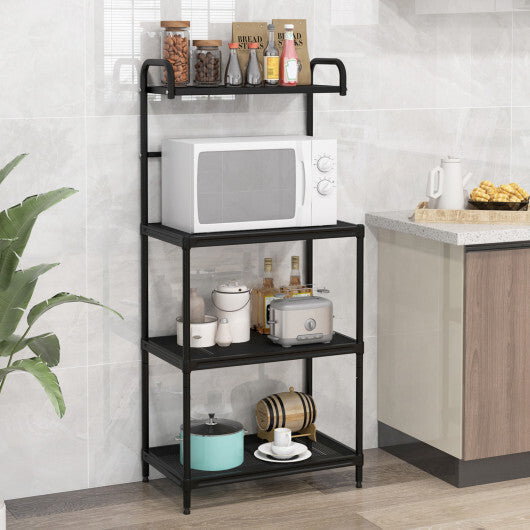 Costway 4-Tier Kitchen Microwave Storage Rack with Metal Shelves-Black